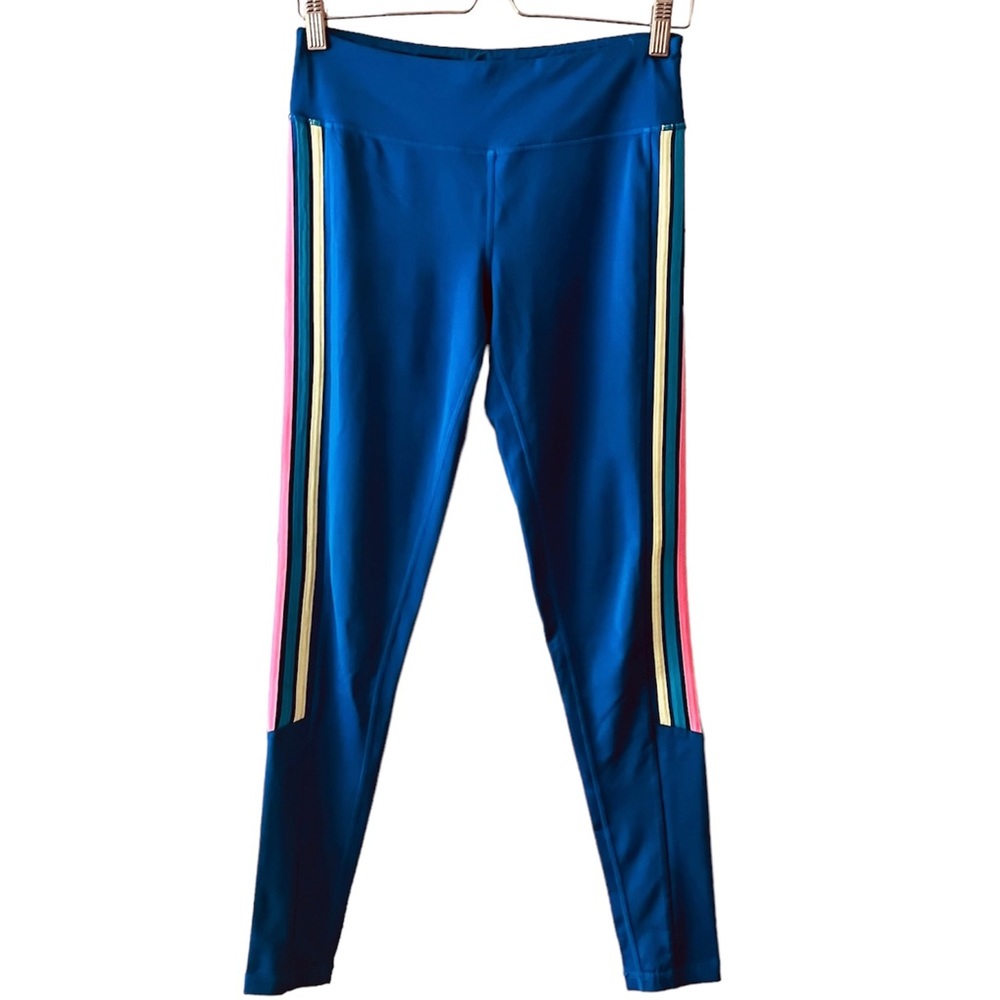 Yoshion Blue Rainbow Stripe Yoga Leggings Size Medium